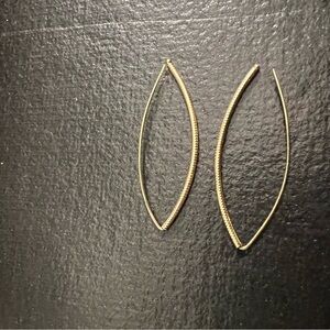 Solid 14K Gold Long Hook Style Earrings